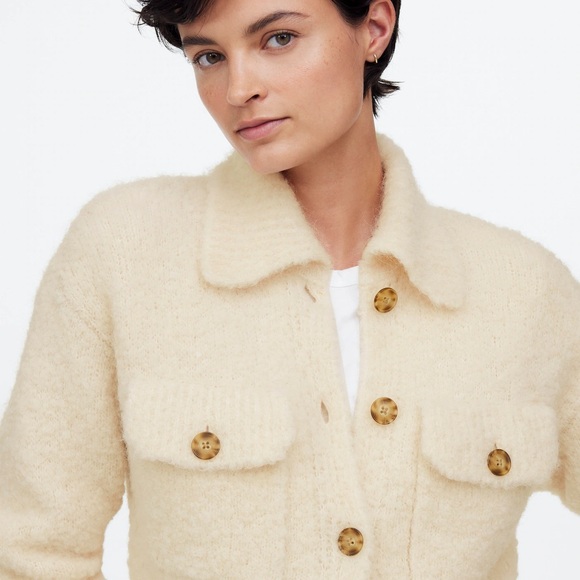 NWT Madewell Bouclé-Knit Sweater Jacket in Dark Carob - Picture 2 of 13